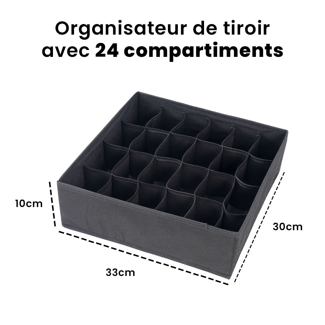Organisateur de Tiroir pour Chaussettes 24 Compartiments